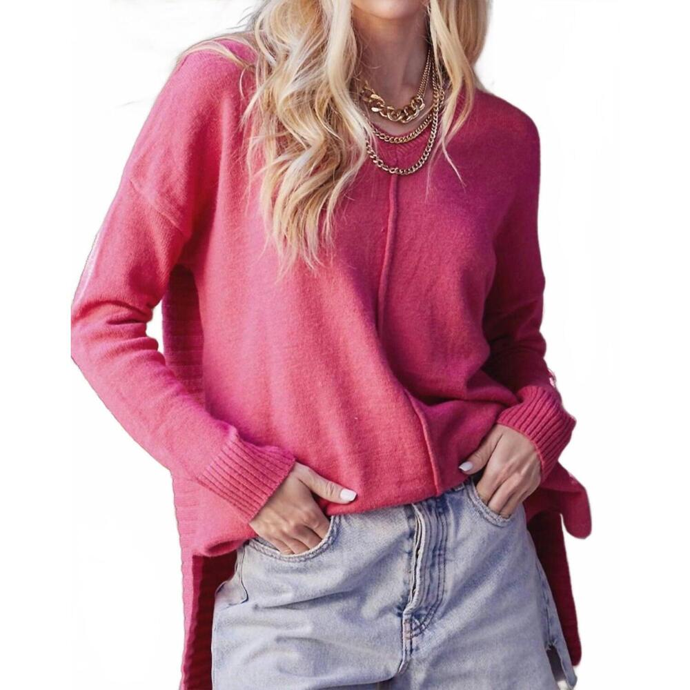 NEW OTT oversized batwing sweater in hot coral pink